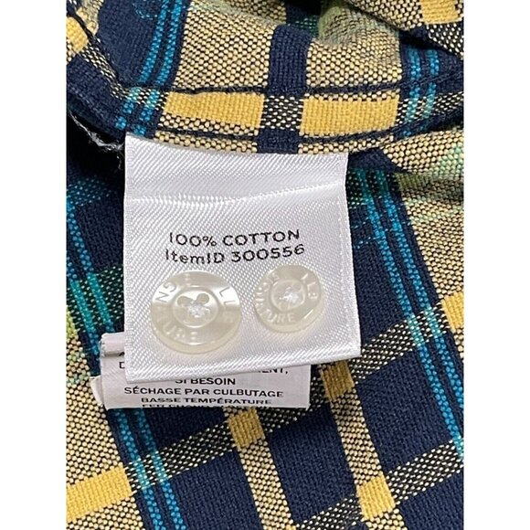 L.L. Bean Signature Slim Fit Oxford Shirt Yellow Blue Plaid Size Medium - Picture 5 of 6